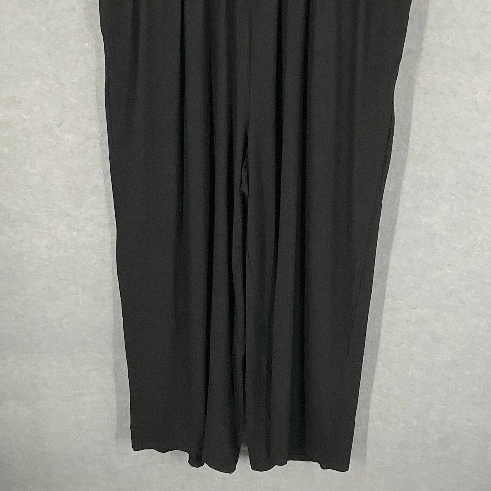 Old Navy Jumpsuit Women Sz XXL Black Smocked Waist V-Neck Wide‎ Leg Casual